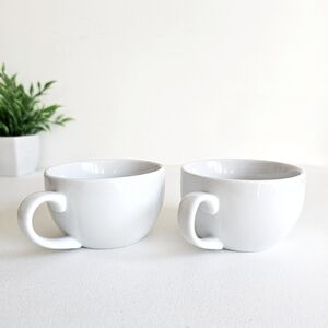 Vintage Xcell White Cappuccino/ Tea Ceramic Cups, Set of 2 Small Mugs, 8 oz each